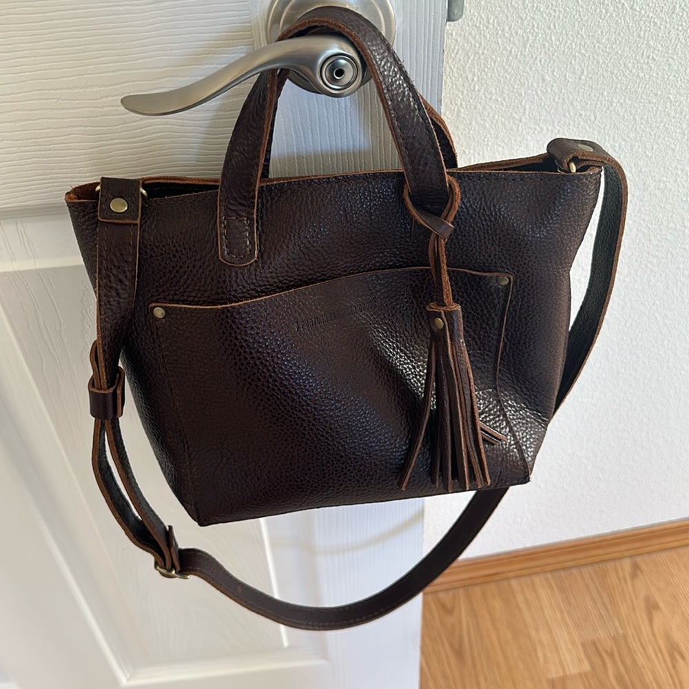 Portland Leather Goods Mini Crossbody  Zip Top With Tassel